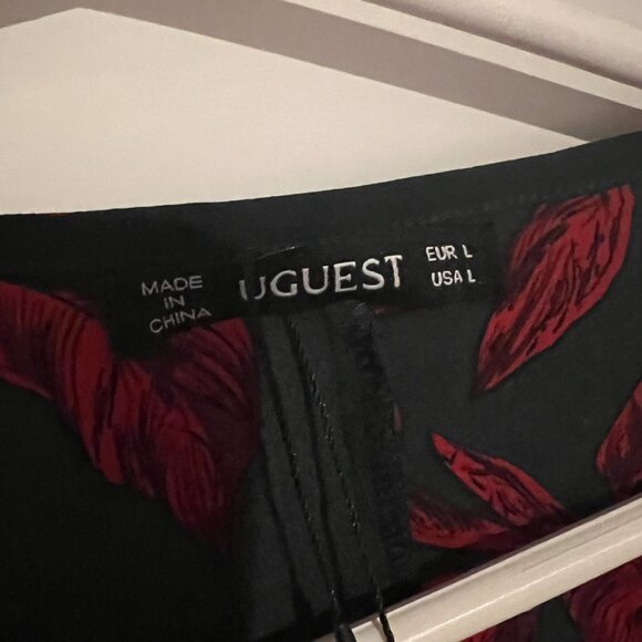 NWT Uguest Floral Print Ruffle Trim Belted Dress small - Picture 11 of 14